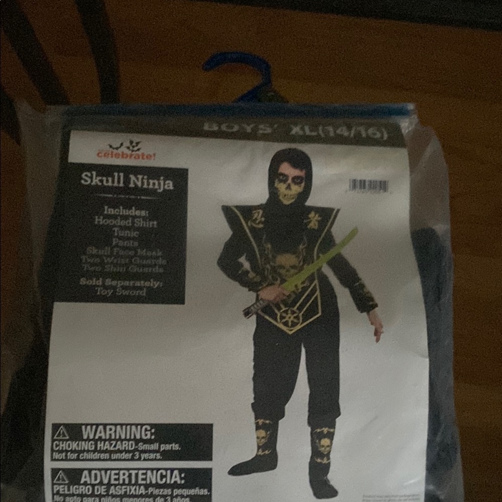 New - Skull Ninja Kids Costume - Black and Gold
